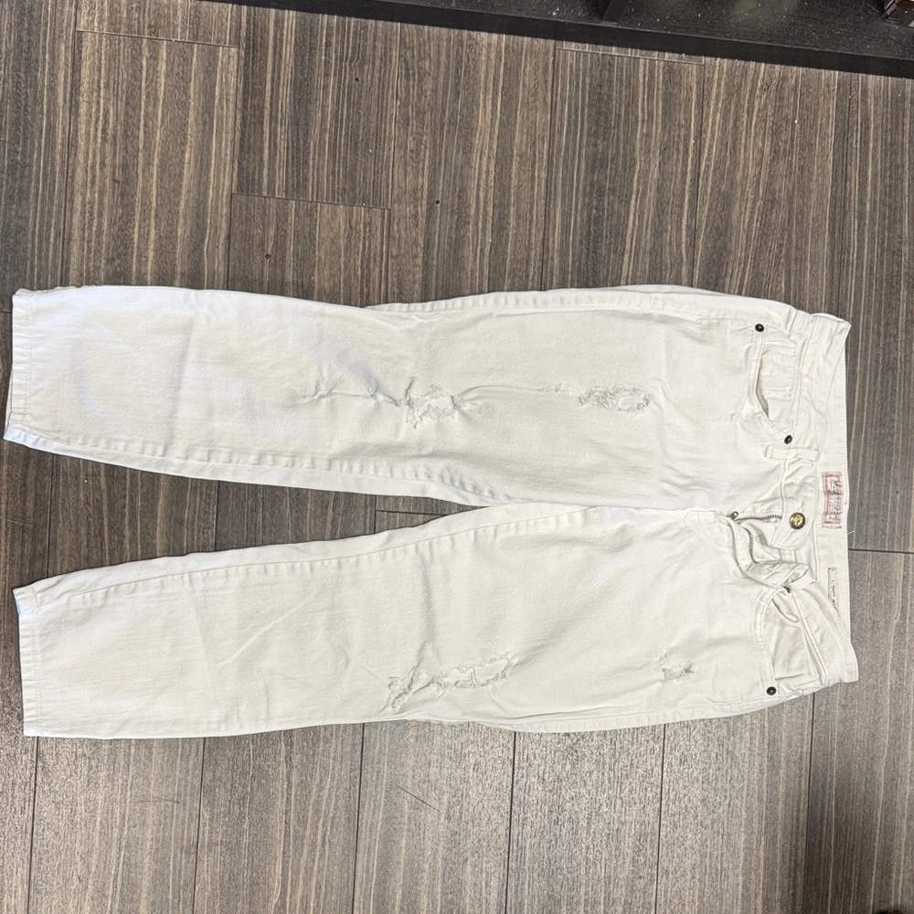 Guess White Boyfriend Jeans crop mid - Picture 1 of 4
